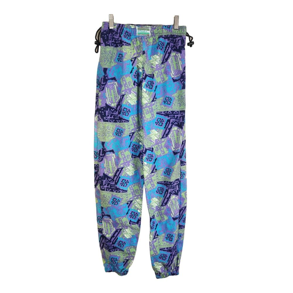 80s 90s Vtg Gitano Boys XL 26x31" Colorful Hammer Jogger Pants Purple Hip Hop